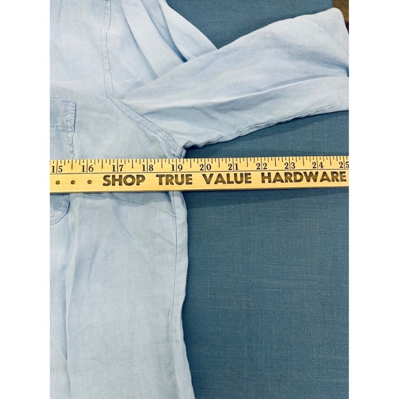 Liz Claiborne Lizwear Light Blue Denim Button Down UP Shirt Long Sleeve L - Picture 4 of 6